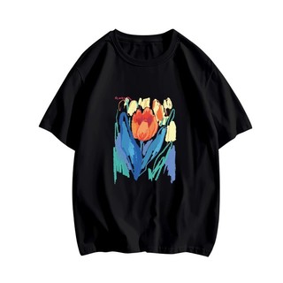 Áo thun nữ form rộng Guguno cotton cổ tròn in basic