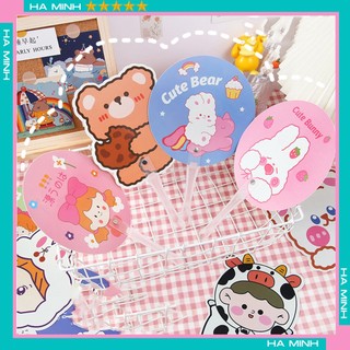 Quạt nhựa cầm tay phong cách hàn quốc - quạt nhựa hoạt hình cute