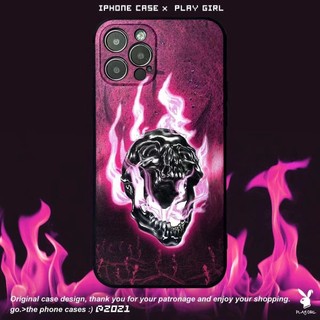 Bản gốc Flame Skull Rock Cá tính Thích hợp cho vỏ điện thoại iPhone chống sốc iPhone13, 15ProMax / XSMAX Dark Series Vỏ bảo vệ điện thoại di động Vỏ mềm KILC
