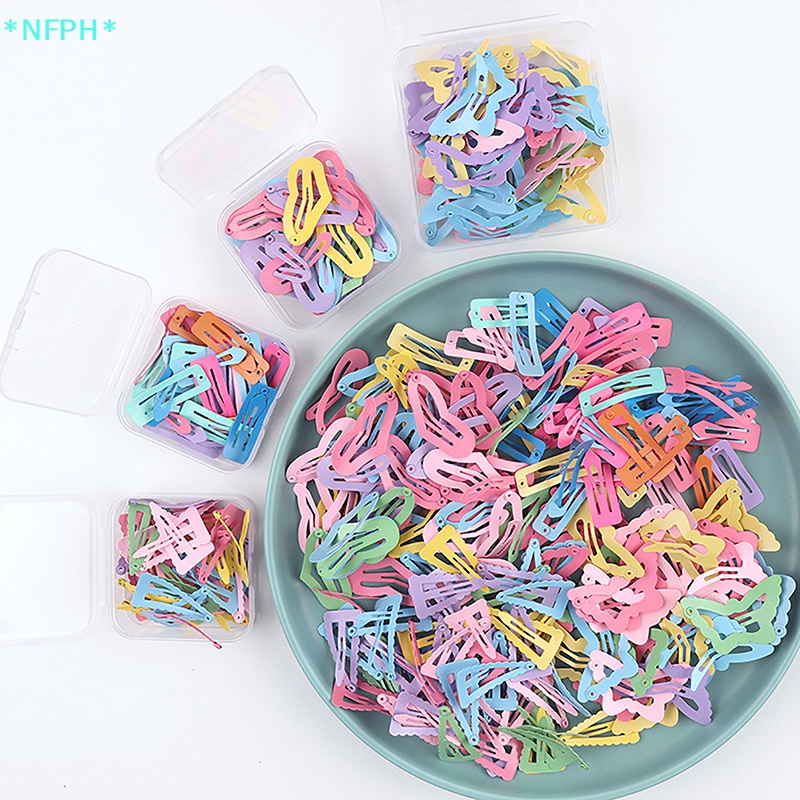Nfph > Set 10 Kẹp Tóc Màu macaron Hình Học Bướm Phong Cách Hàn Quốc Dễ Thương Cho Bé Gái Mới