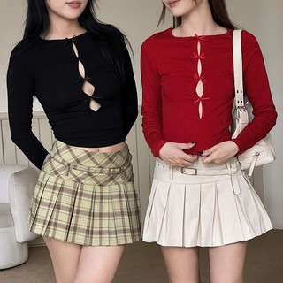 Áo Thun Tay Dài Cổ Tròn Màu Trơn Phong Cách Châu Âu Châu Mỹ Mùa Thu Mới Cho Nữ