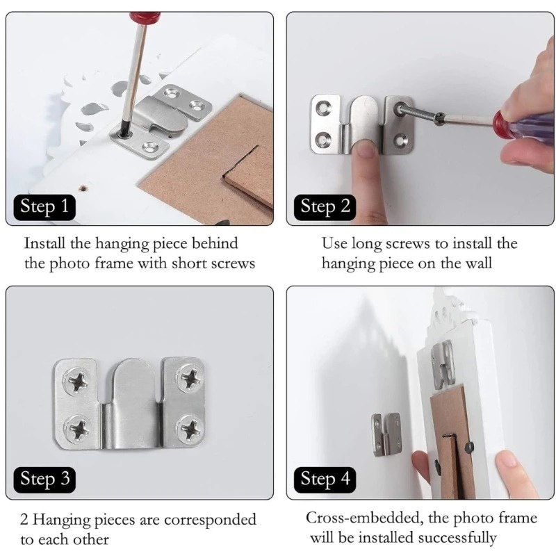 Đen Móc Treo Khung Ảnh Bằng Thép Không Gỉ / Kẹp Gắn Tường Tiện Dụng