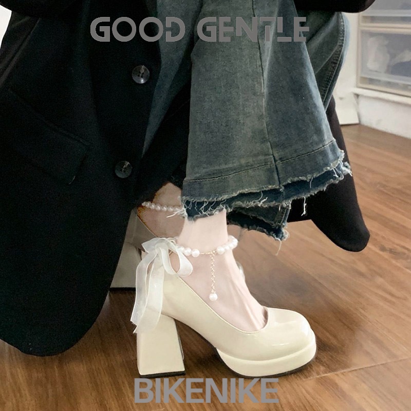 BIKENIKE Giày búp bê giày nữ 2023 NEW Mùa hè Vintage England phong cách thiết lập Mary Jane đơn giày23073140