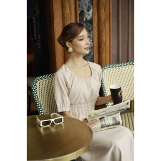 Đầm midi scoop - beige - yv le & co
