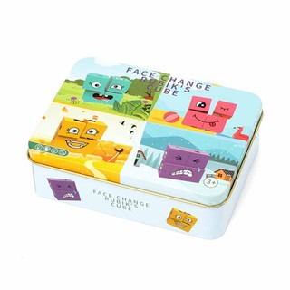 Expression Puzzle Building Cubes Wooden Face-Changing Magic Cube Building Blocks Matching Game Logical Thinking Training Brain Toy