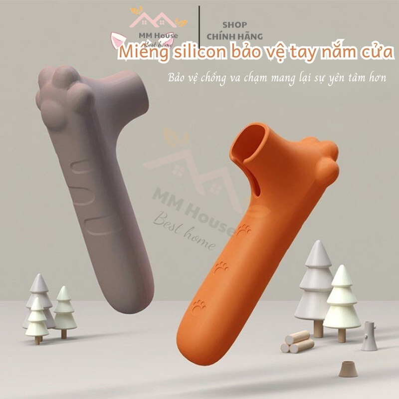 Vỏ Đệm Silicone Bọc Tay Nắm Cửa Chống Va Đập Dày Dặn An Toàn Cho Bé Hình Chân Mèo Thiết kế Dễ Thương Tiện Lợi