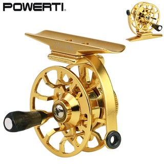 Powerti máy câu cá mùa đông đế kim loại nhẹ / tay trái / phải mini trout