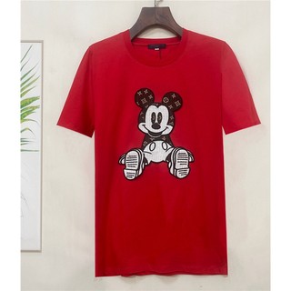 Áo Thun cotton Tay Ngắn Thêu Hình Chuột mickey Thời Trang Cho Nam l0uis vu1tt s-4xl