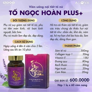 Tố Ngọc Hoàn plus+ Viên Uống Nội Tiết Chính Hãng Dova