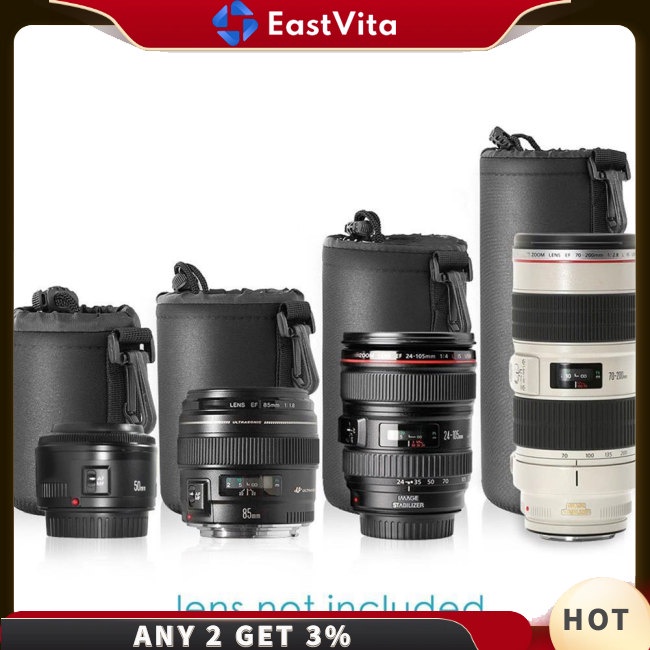Túi Dây Rút Dày Dặn Bảo Vệ Ống Kính Máy Ảnh DSLR Có 4 Kích Cỡ