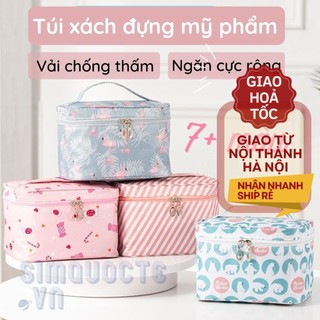 Túi đựng mỹ phẩm đồ trang điểm xách tay hình hộp họa tiết bắt mắt