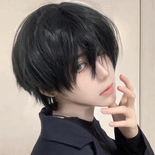 Bộ Tóc Giả Ngắn Thẳng Bằng Sợi Tổng Hợp Màu Nhám Phong Cách Anime Nhật Bản Thời Trang Cho Nam Và Nữ