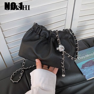 SHISH túi đeo chéo mini túi đeo chéo nữ   da PU phối xích thời trang   2023 mới cao cấp cho nữ GDJ23909MT