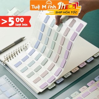 Set 4 Tab phân trang + miếng đánh dấu mục trang sách gắn sổ còng A5 và B5 P10