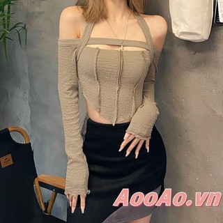 Áo thun nữ tay dài cổ thuyền màu sắc thanh lịch