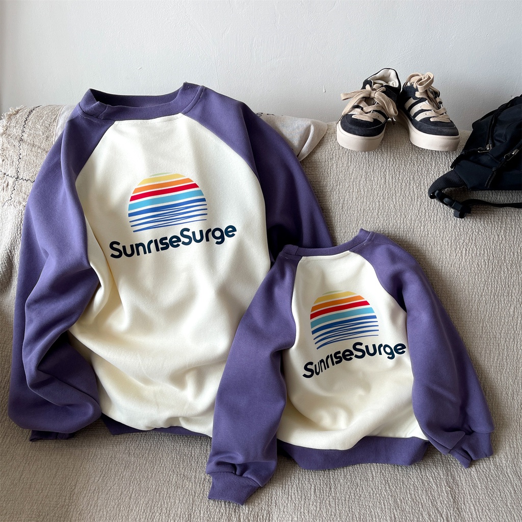 Ricoini Bộ Áo Thun Cổ Tròn In Hình Cầu Vồng Phong Cách Nhật Hàn Thời Trang Cho Gia Đình