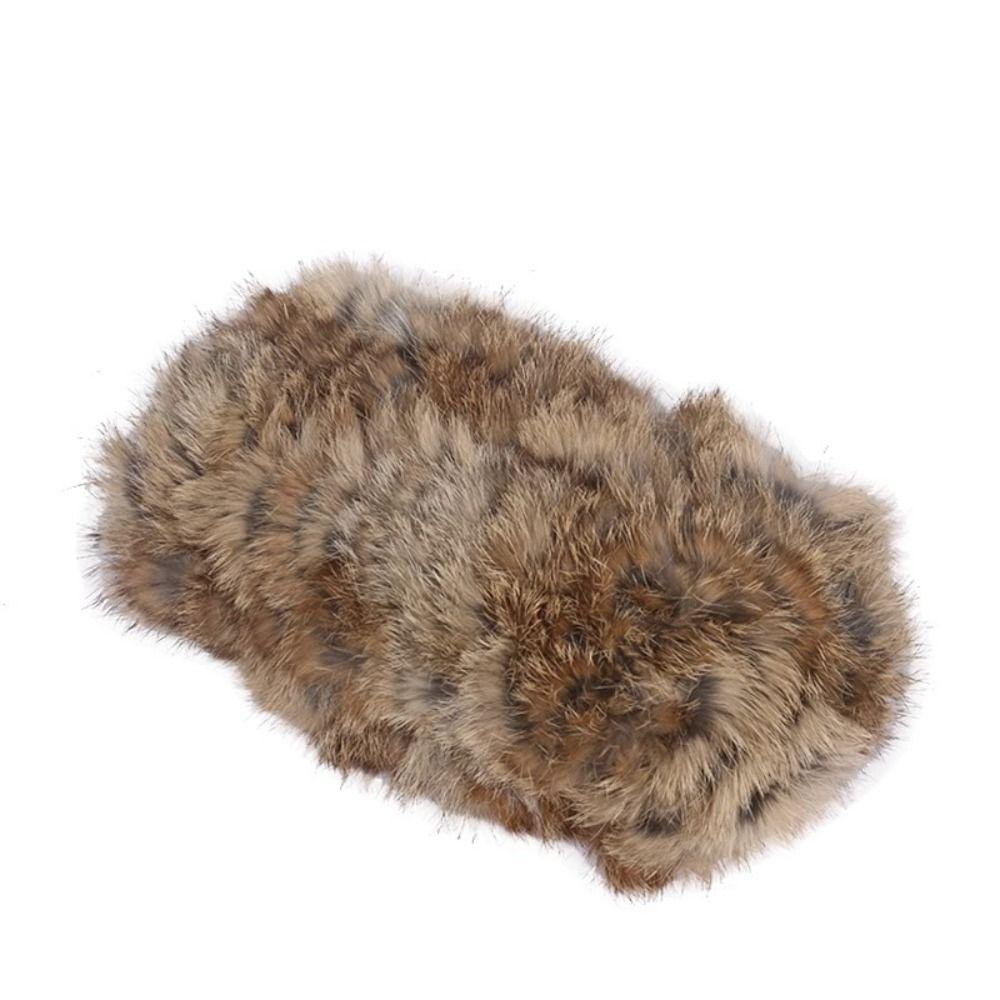 Muvako Băng Đô Cài Tóc Bằng Lông Giả Co Giãn Phối Lông Thỏ Phong Cách Nga Ấm Áp Cho Nữ