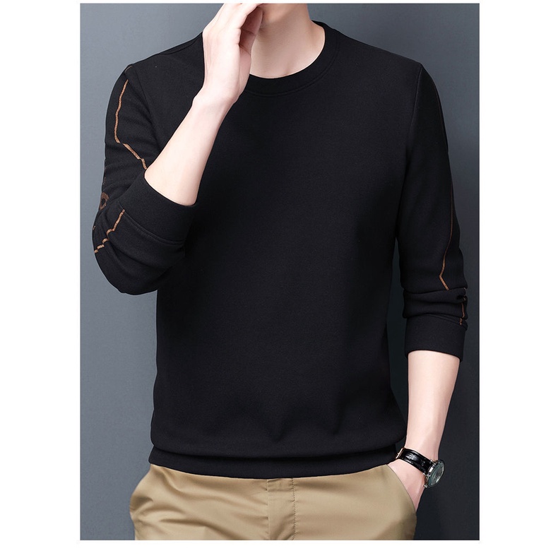 Áo Thun Dài Tay Cổ Tròn Màu Trơn Thiết Kế Mới Thời Trang Theo Phong Cách Hàn Quốc Cho Nam