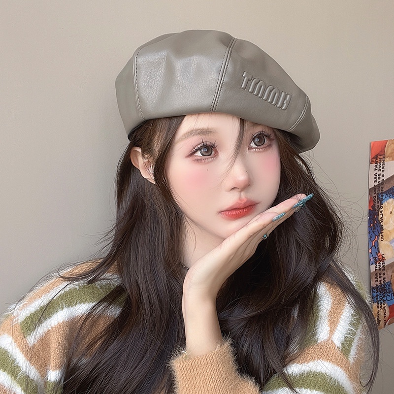 Mới Nón beret Da Thời Trang Cá Tính Cho Nữ