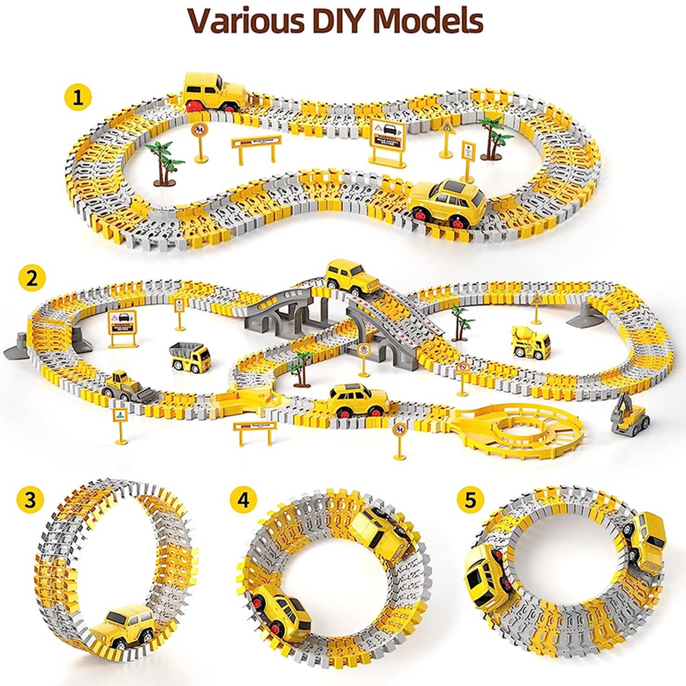 CONSTRUCTION RACE TRACKS FOR KIDS BOYS TOYS CAR TOY FLEXIBLE TRACK PLAYSET DIY RAILWAY