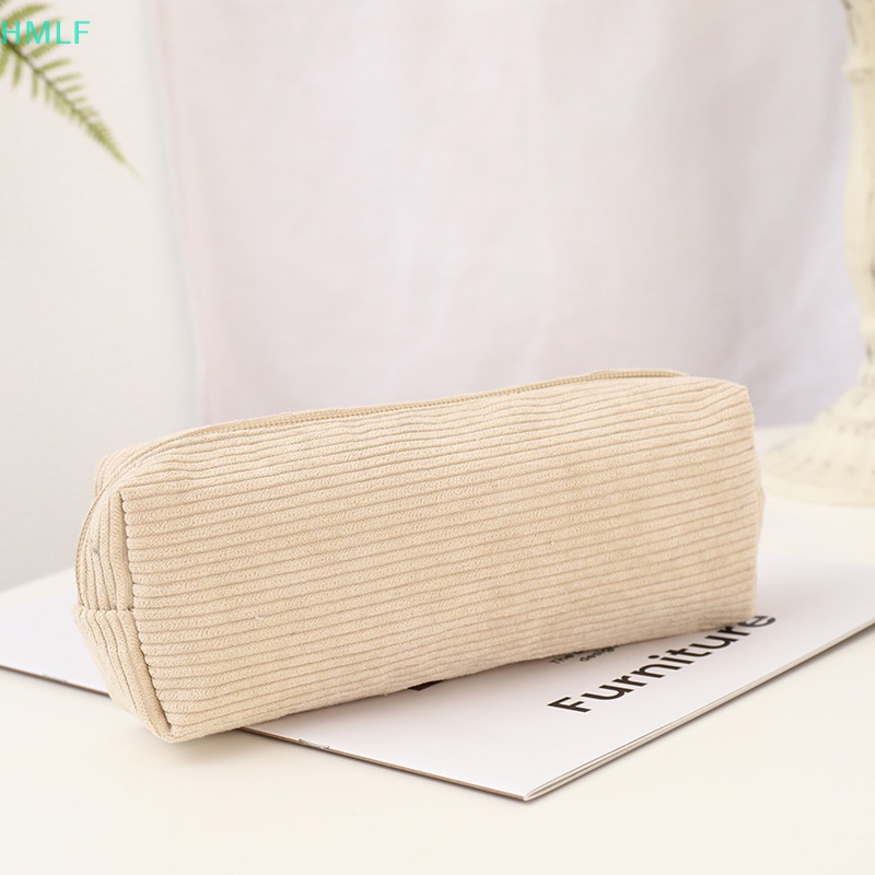 Hm Túi Đựng Bút Chì Sức Chứa Lớn Bằng Vải Nhung Kẻ Hình Cá Mập Dễ Thương lf