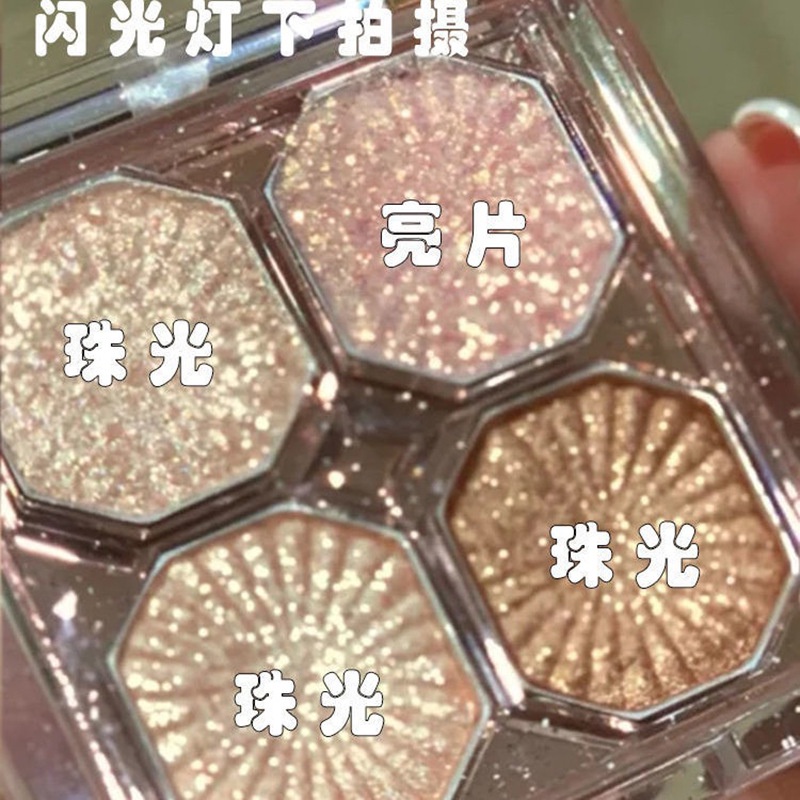 Dikalu Bảng Phấn Mắt Bốn Màu Ánh Ngọc Trai Lấp Lánh Không Dễ Phai Màu