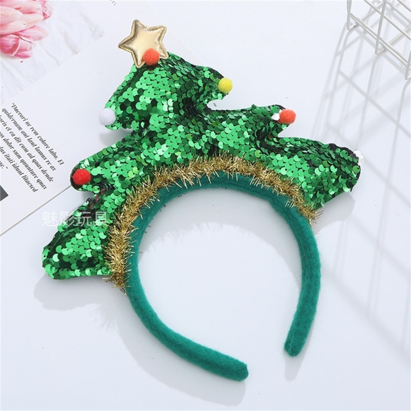 Băng Đô Cài Tóc Hình Cây Thông Noel Đính Kim Tuyến Lấp Lánh Dễ Thương