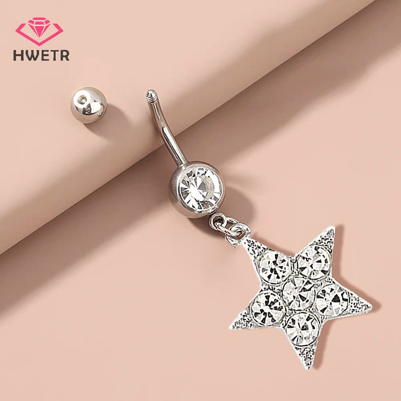 Khuyên Rốn Thép Không Gỉ Hình Trái Tim Đính Đá zircon Mới