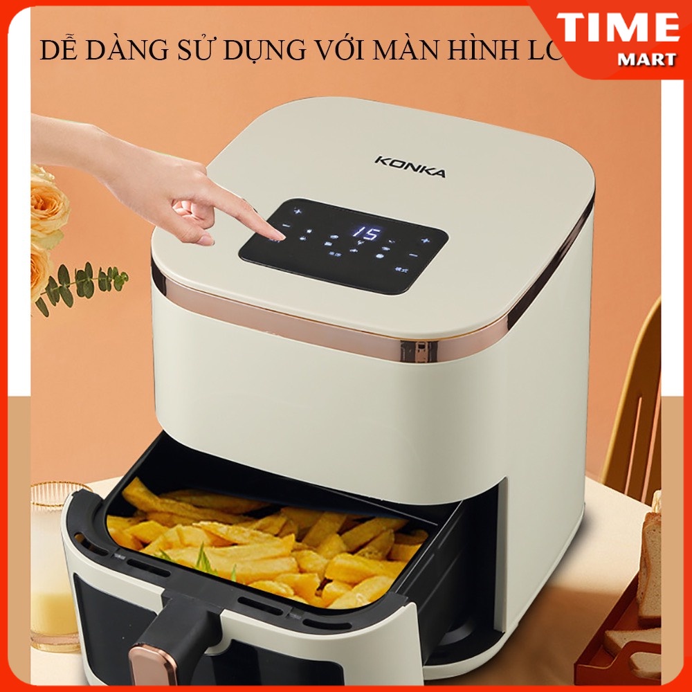 Nồi chiên không dầu Xiaomi Konka dung tích 10 lít, nướng gà nguyên con công suất mạnh 1350W. Màn hình LCD nút cảm ứng