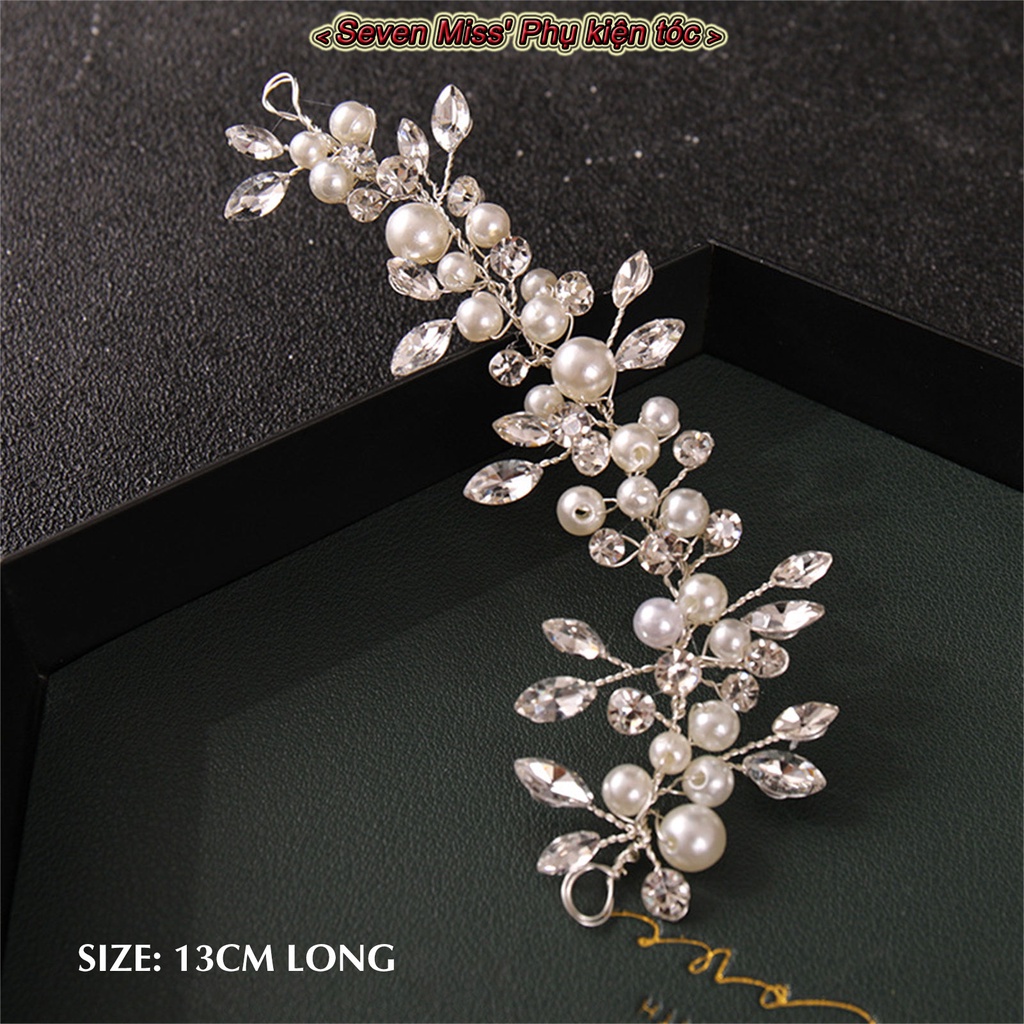 Băng Đô Cài Tóc Đính Đá Ngọc Trai Siêu Bền Sang Trọng Cho Cô Dâu