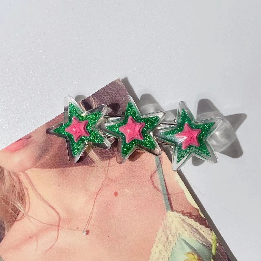 Set Kẹp Tóc mái Ngôi Sao Đính Kim Cương Phong Cách Cao Cấp Linh Hoạt Phụ Kiện Tóc