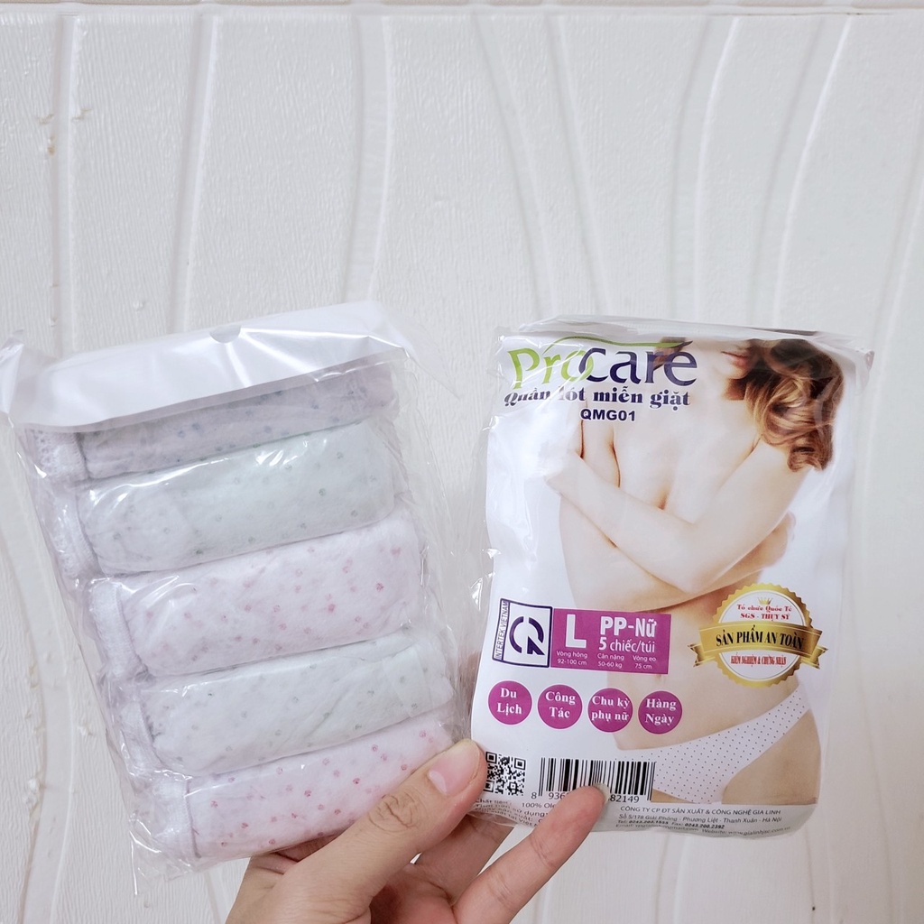Quân lót chip giấy dùng 1 lần Procare  túi 5q vải không dệt mềm mại cho mẹ bầu sau sinh đi du lịch công tác tới chu kỳ