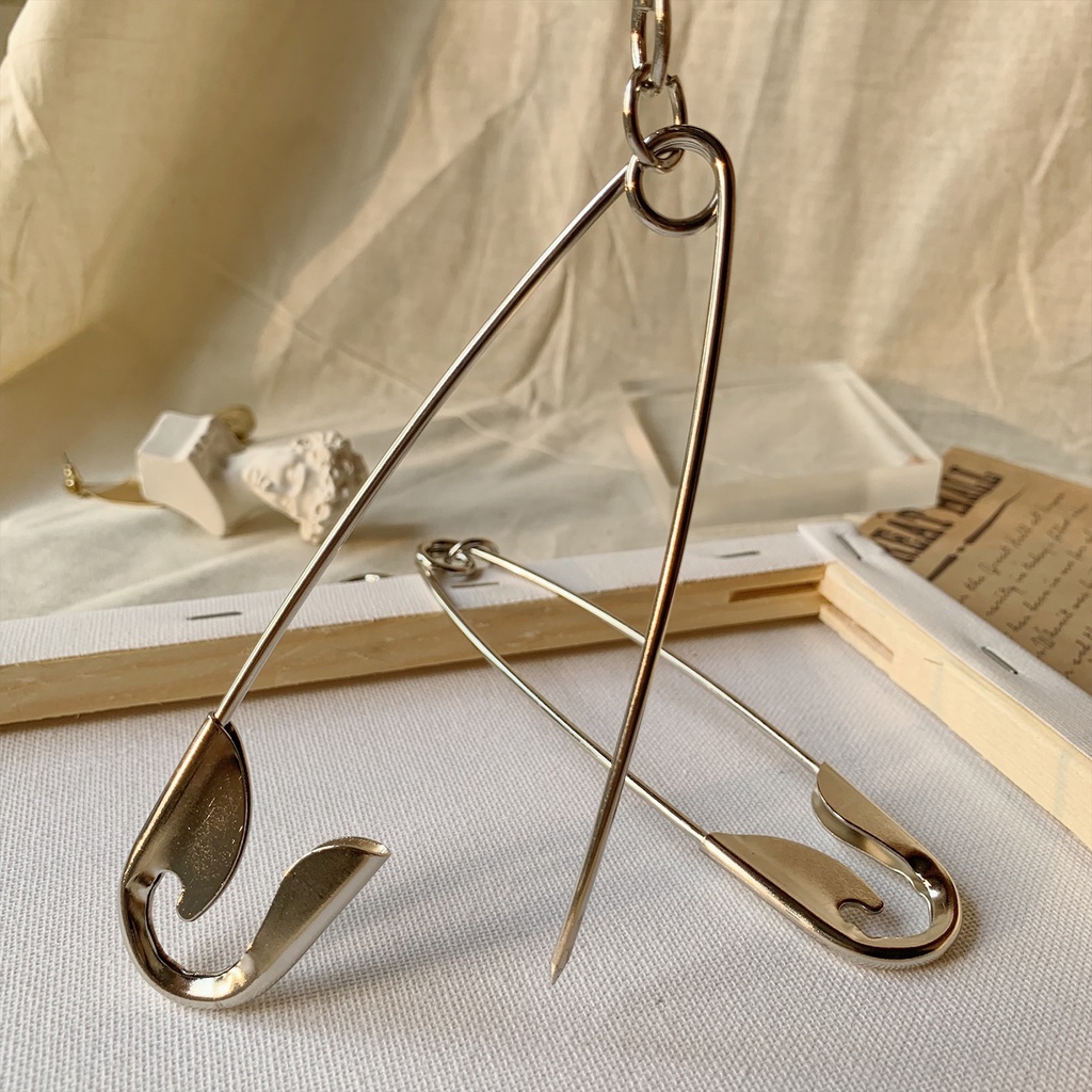 1 Chiếc Móc Chìa Khóa Bằng Thép Không Gỉ Màu Trơn Đơn Giản Sáng Tạo Dễ Phối Đồ Cá Tính Sáng Tạo Với Ghim Lớn