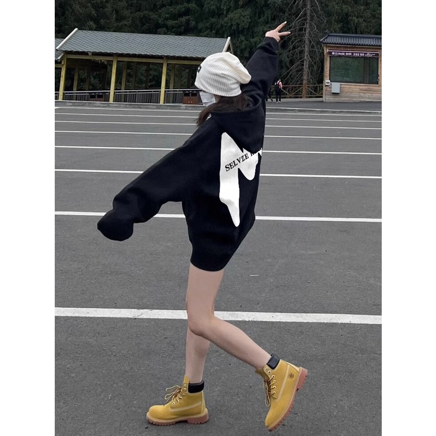 Áo sweater Áo nỉ Áo hoodie dài tay Áo Thun Nỉ Tay Dài Cổ Tròn Dáng Rộng In Hình Cô Gái Phong Cách Thời Trang