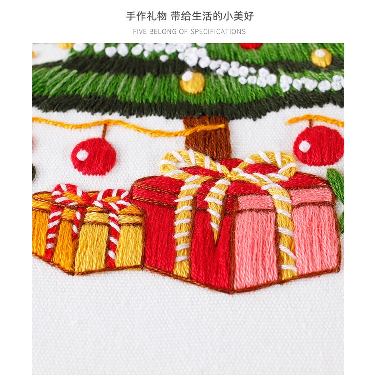 Tranh Thêu Chữ Thập Đường Kính 20cm Hình Tròn Đơn Giản Trang Trí Giáng Sinh diy