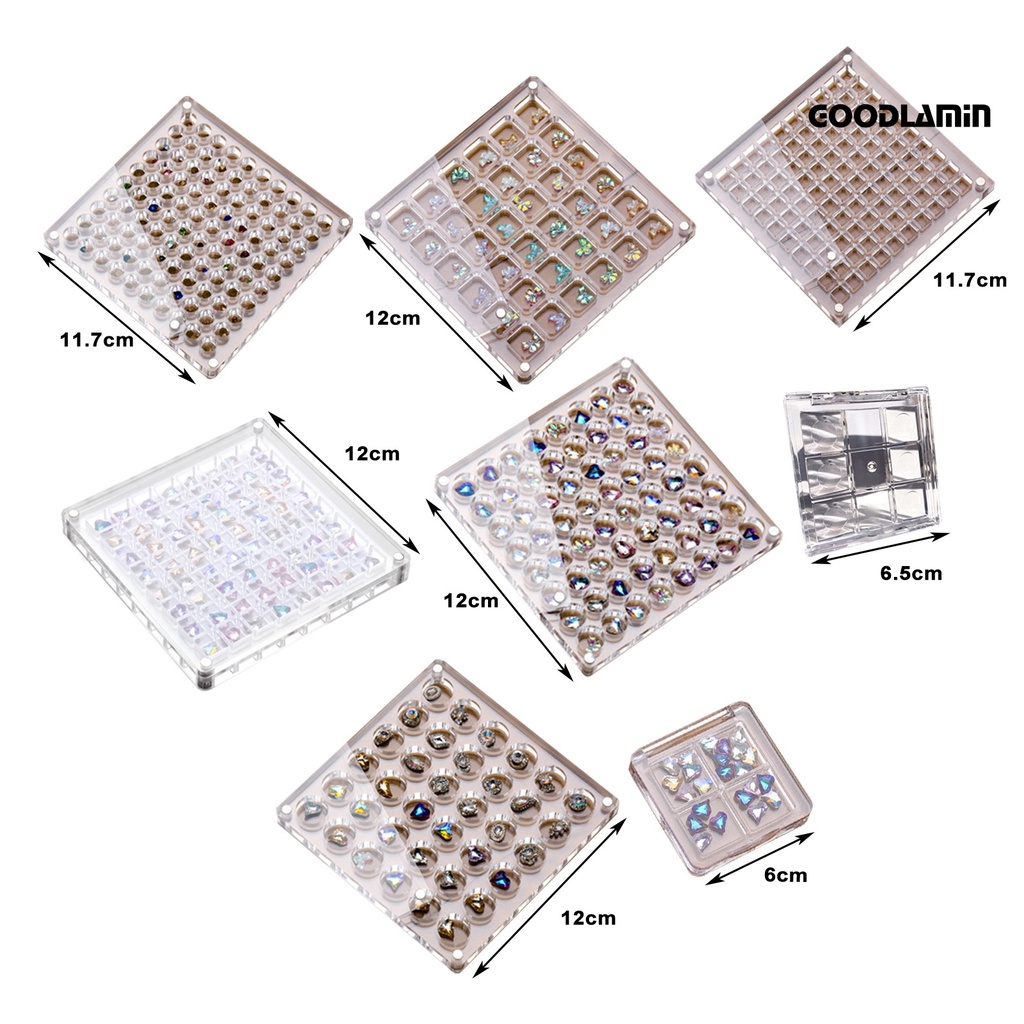 Goodlarxx Hộp Đựng Đá Trang Trí Móng Tay Bằng acrylic Trong Suốt Thân Thiện Với Môi Trường