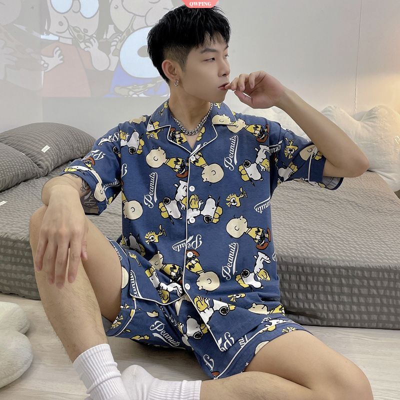 Doraemon Bộ Đồ Ngủ 100% cotton Tay Ngắn In Hình Doremon Phong Cách Nhật Bản Thời Trang Mùa Hè Cho Nam Và Nữ