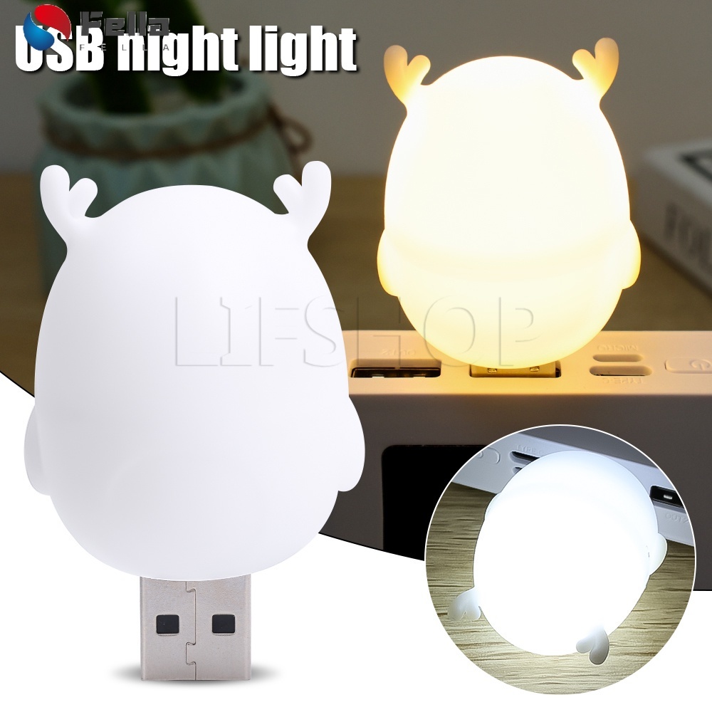 Dễ Thương Đèn Ngủ led usb mini Hình Nai Tiết Kiệm Năng Lượng Bảo Vệ Mắt