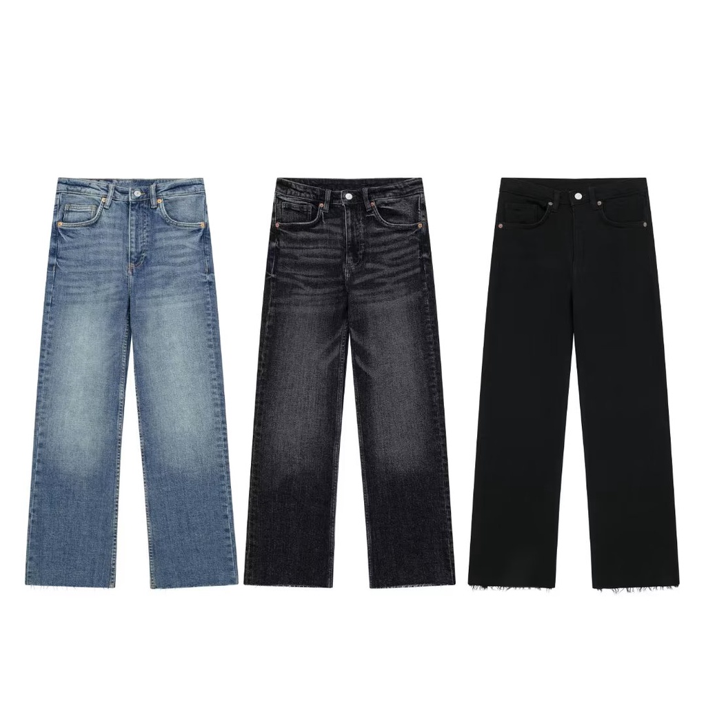 Zara Quần denim 23 Cạnh Tua Rua Phong Cách Âu Mỹ Cho Nữ Mã 18983643217