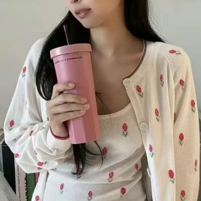 Cốc Uống Nước Thẳng Có Ống Hút In Hình blackpink jisoo jennie tumbler