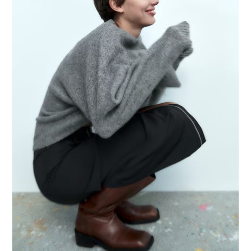 Zara Áo sweater Dài Tay Dáng Rộng Thời Trang Mùa Thu Dành Cho Nữ 2142186