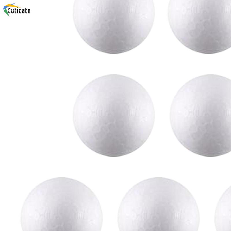 10 Bóng xốp tròn CUTICATE 7-10cm màu trắng trang trí nghệ thuật DIY