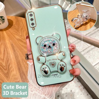 ốp lưng samsung a7 2018 a50 a50s a30s a70 a750 Ốp Điện Thoại tpu Dẻo Mạ Màu 3D In Hình Gấu Nhỏ Đáng Yêu Có Giá Đỡ Cho samsung a7 2018 a50 a50s a30s a70 a750