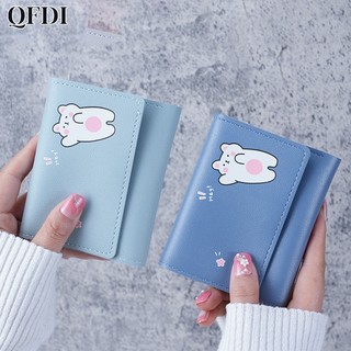 Qfdi ví ngắn đựng thẻ phong cách hàn quốc đơn giản dành cho nữ