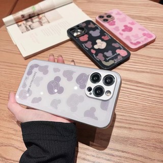 Ốp Điện Thoại Kính Cường Lực Màu Ánh Kim Hình Gấu Cho iphone 15 pro max 11 13 12 14 pro max 14 15 plus