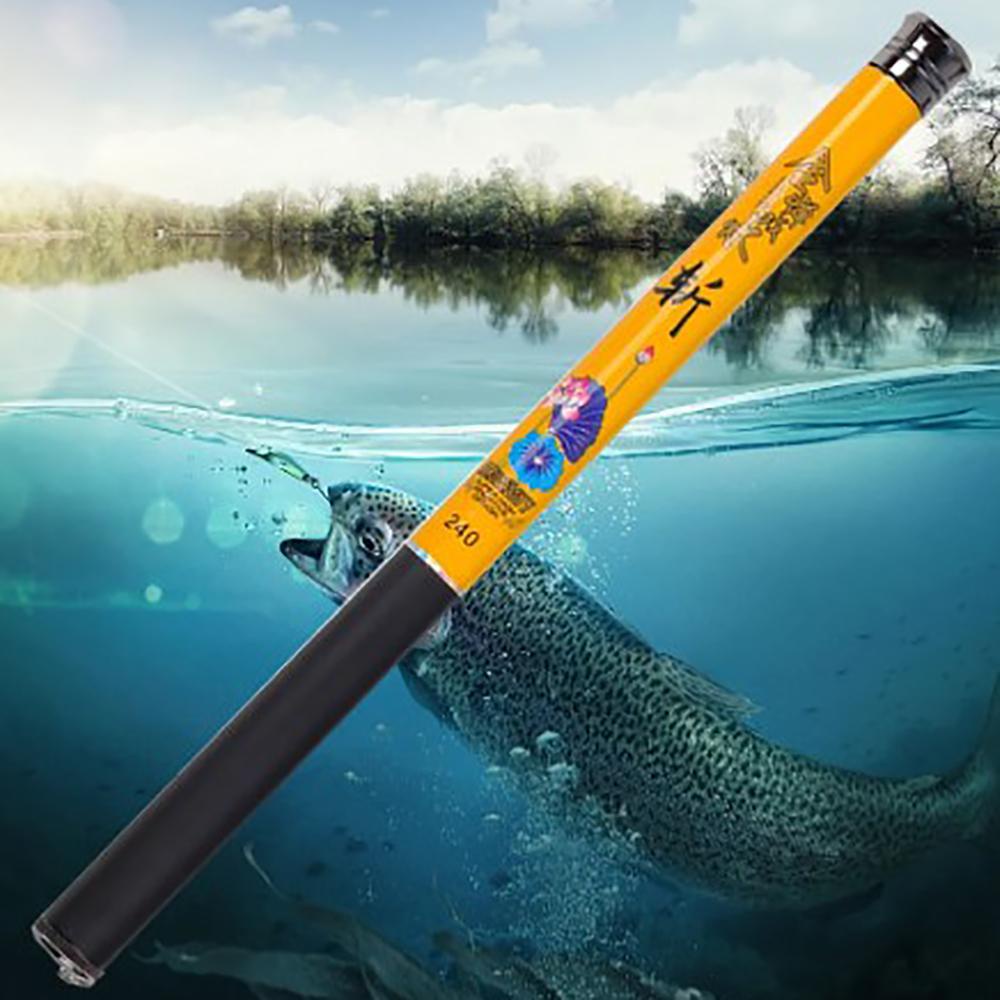 Cần Câu Cá mini Bằng Sợi Thủy Tinh carbon Siêu Nhẹ Màu Vàng 1.8 / 2.1 / 2.4 / 2.7 / 3.0m