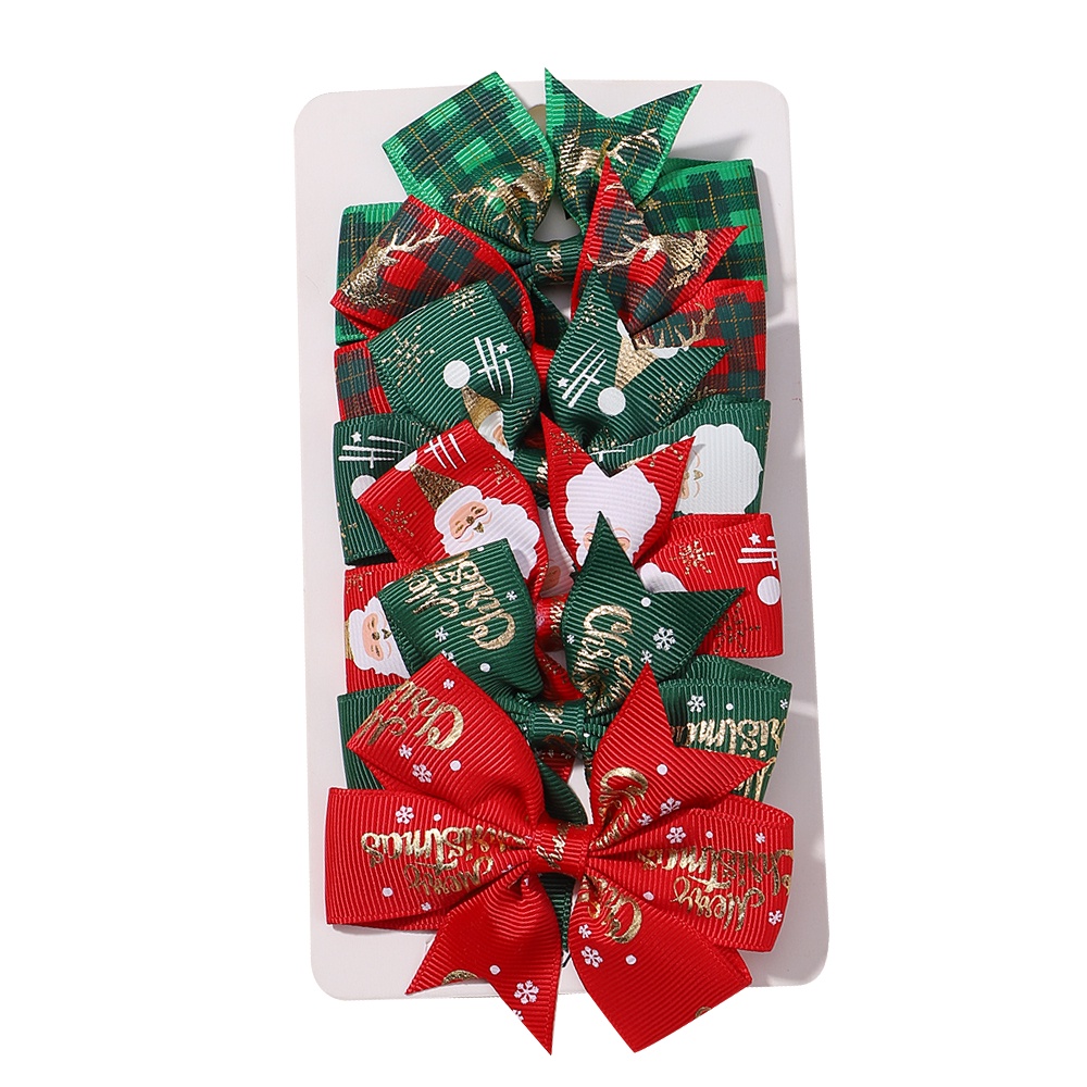 Set 4 / 6 / 8 Kẹp Tóc Nơ Giáng Sinh Năm Mới Cho Bé Gái