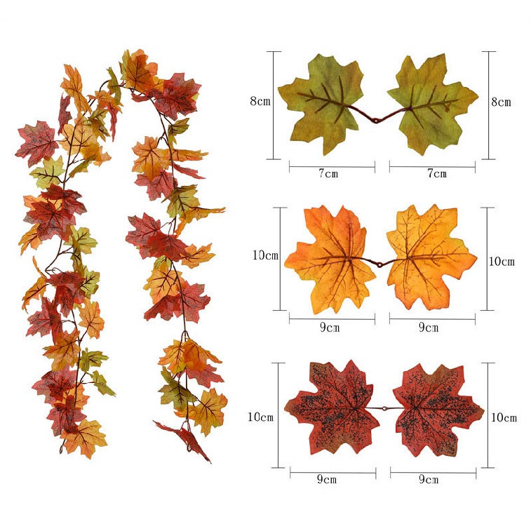 Outdoor Hanging Vines Artificial Maple Leaf Fall Leaves Garland Decorations