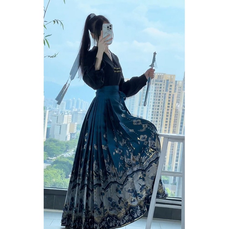 Mới Bộ Áo Váy Hán Phục Cách Tân In Họa Tiết Phong Cách Trung Hoa Thời Trang Mùa Thu Cho Nữ#23916