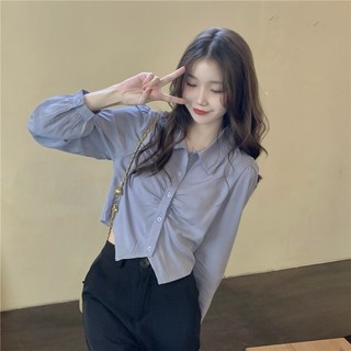 Áo Sơ Mi POLO Tay Dài Cổ Bẻ Dáng Ôm Phong Cách Hàn Quốc Thời Trang Cho Nữ áo kiểu nữ NZ-CS-74